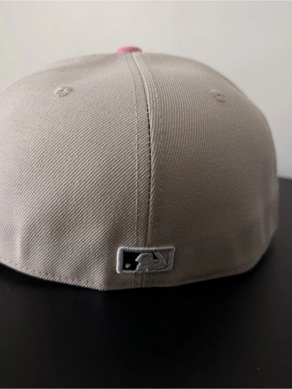 New Era Beige Fitted Cap with Pink NY Logo